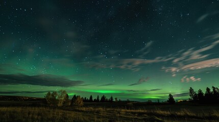 Aurora Borealis Wallpaper: Glowing Green & Blue Northern Lights Over Arctic Night Sky