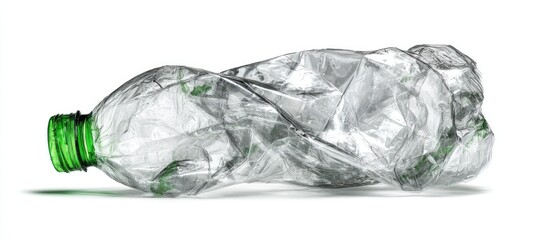 Crinkled plastic bottle on white background