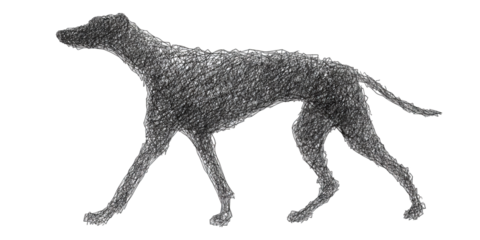 Side view of a gray dog drawing