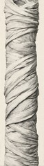 Vertical, wrapped, light gray column with spiral, textured folds