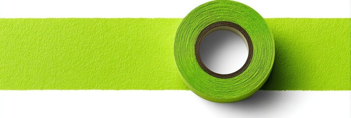 Rolled lime green tape on a white background