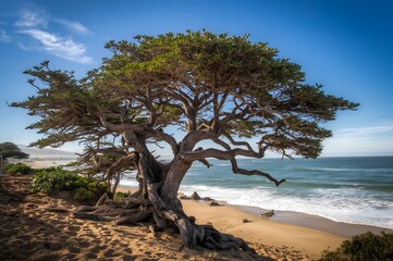 Obraz premium Old tree at the beach. Old tree over looking at Beach