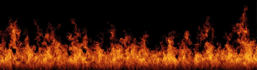 Horizontal line of orange and yellow flames against a black background (2)