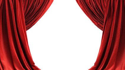 Red velvet theater curtains open