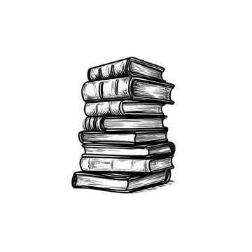 Stack of books in black and white (1)