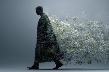 Human silhouette in epoxide molecules depicts tech integration. Innovative solutions. Biocatalysts offer high selectivity in converting styrene to epoxides. Epoxide innovation. High selectivity.