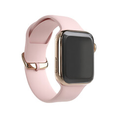 Pink watch band on a gold smartwatch