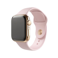 Rose gold smart watch with a light pink band