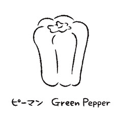 手描きのピーマン2_名称入_白黒