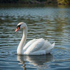 Obraz premium A swan floating on the lake