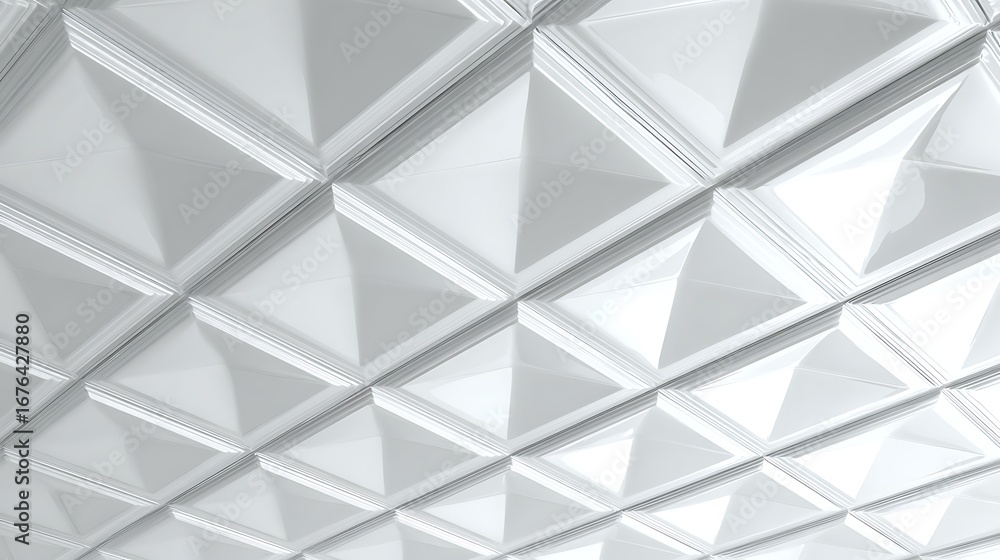 Poster geometric white glossy diamond pattern structure with repeating surface elements