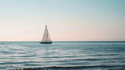 Fototapeta premium Mediterranean Adventure: Drone View of Sailboats Sailing on Blue Ocean Waves