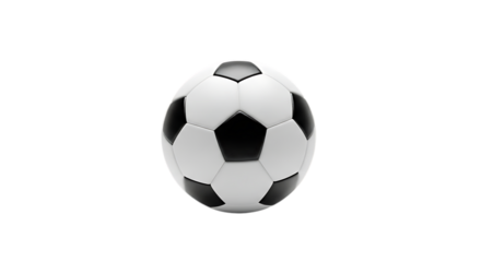 Classic soccer ball with black and white panels on a black background
