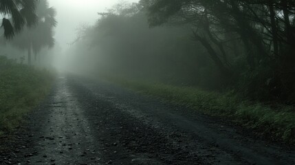 Misty road adventure remote forest photography serene atmosphere wide view nature's beauty unveiled