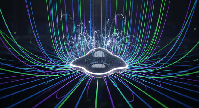 Abstract digital art with flowing neon lines creating an energetic and futuristic atmosphere - Powered by Adobe