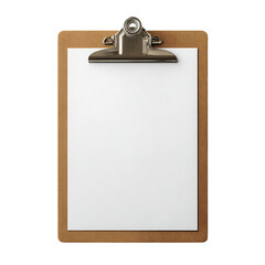 Clipboard with blank paper isolated on transparent background .