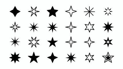 Collection of diverse star shapes and sparkles, perfect for adding a touch of magic and brilliance to any design project.