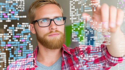 Innovative data interaction showcase modern office digital art collaborative space close-up perspective user engagement