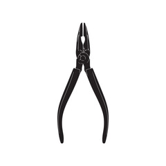 Silhouette of Combination Pliers Tool on White Background