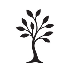 Zen style minimal tree silhouette vector illustration