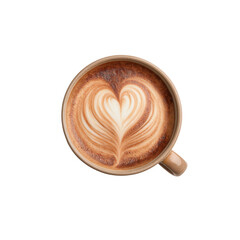 Top View of Latte Art Heart in Coffee Cup