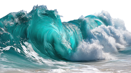 Majestic Ocean Wave: A colossal, crystalline ocean wave crashes, its turquoise crest a testament to the raw power and captivating beauty of the sea.