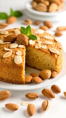 Almond Cake Slice on Plate