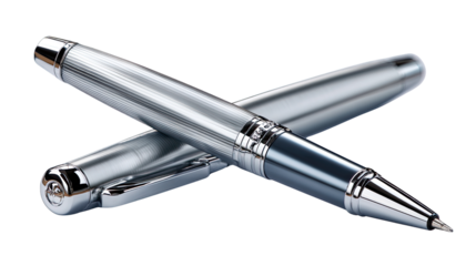 Sophisticated Silver Pen: An elegant, professional-grade silver pen is artfully displayed, poised to record thoughts and ideas with precision and style.