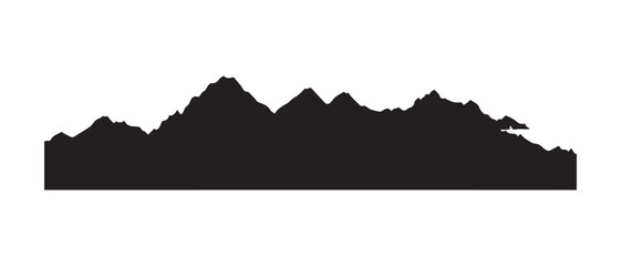 Silhouette of Mountain Range Against White Background, Black and White Nature