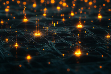 Futuristic AI Grid with Interconnected Nodes. Generated AI