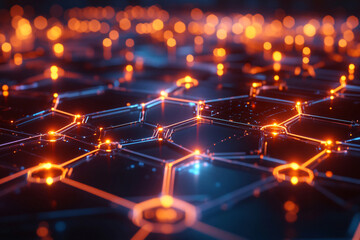 Futuristic AI Grid with Interconnected Nodes. Generated AI
