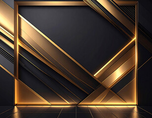 Obraz premium Minimalist abstract background in black and gold matte tones luxury geometric diagonal lines elegant metallic design perfect for branding, packaging, advertising and creative digital artwork concepts