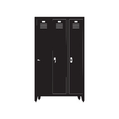 Silhouette of ThreeDoor Metal Lockers with Vents and Rounded Handles
