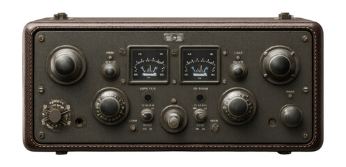 Obraz premium Vintage Radio Equipment with Analog Meters on Transparent Background