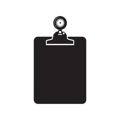 Simple Black Clipboard Icon Illustration, Office Equipment, Isolated on White