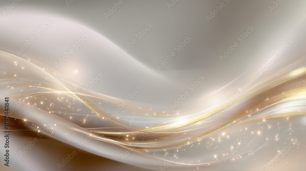 Poster abstract luxury background with elegant golden lines and soft glow, light waves and flowing elements