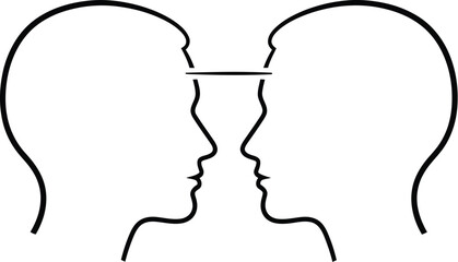 Two heads connecting mind communication idea concept psychology art
