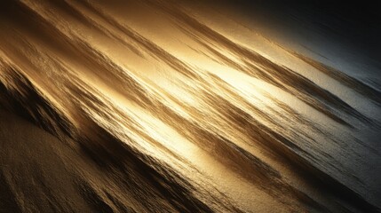 Abstract golden metallic streaks, luminous gold and dark grey, modern luxury design element