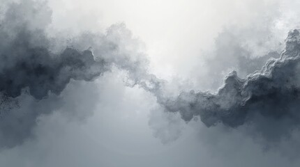 Obraz premium Dark smoke billows across bright sky gray white