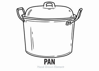Vector illustration of a stainless steel pot and a steel garbage can with a lid