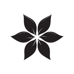 Six Petal Black Floral Shape on White Background Design