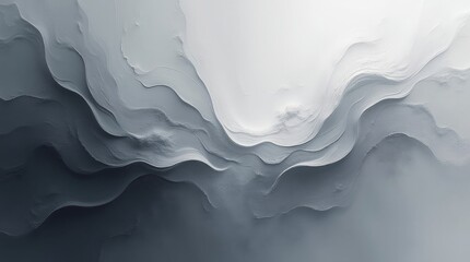 Flowing abstract white and grey layers background texture