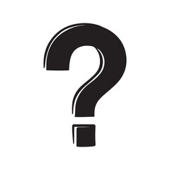 Solitary Black Question Mark Floating on White Background, Symbolic of Inquiry