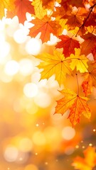 Vibrant autumn leaves with bokeh background