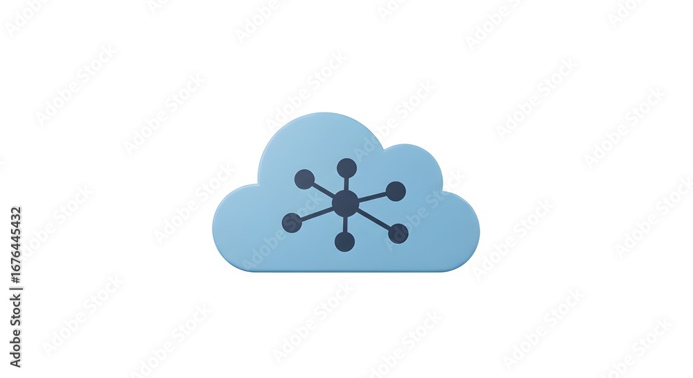 Poster cloud network icon in blue tones | conceptual digital technology symbol for cloud computing, data st