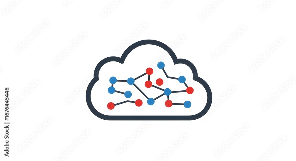 Poster cloud computing network icon | abstract technology concept for data, connectivity, and digital trans