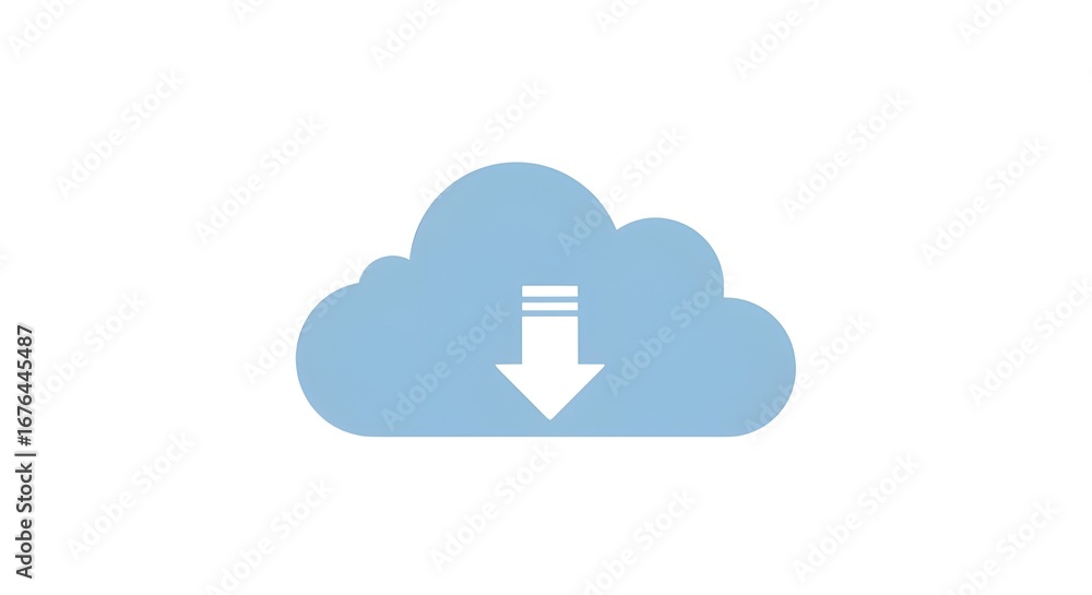 Poster blue download cloud icon on white background | vector symbol for website buttons and interface desig
