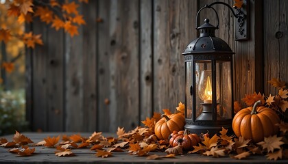 Halloween Jack-o'-Lantern With Candles and Festive Fall Decor