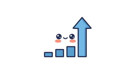 Cute cartoon bar graph showing growth and progress.