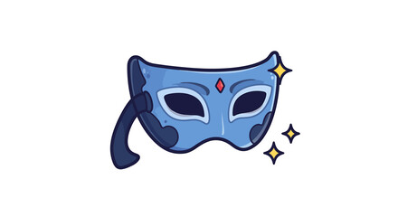 Elegant blue masquerade mask with sparkling details illustration.